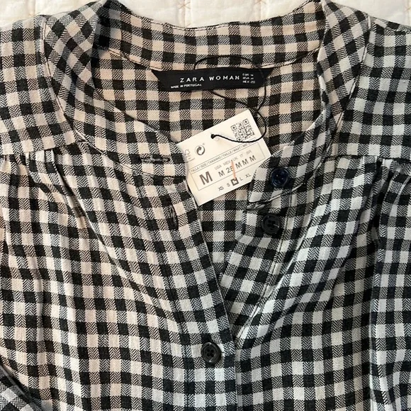 Zara Brown & oatmeal plaid button down - Picture 2 of 4